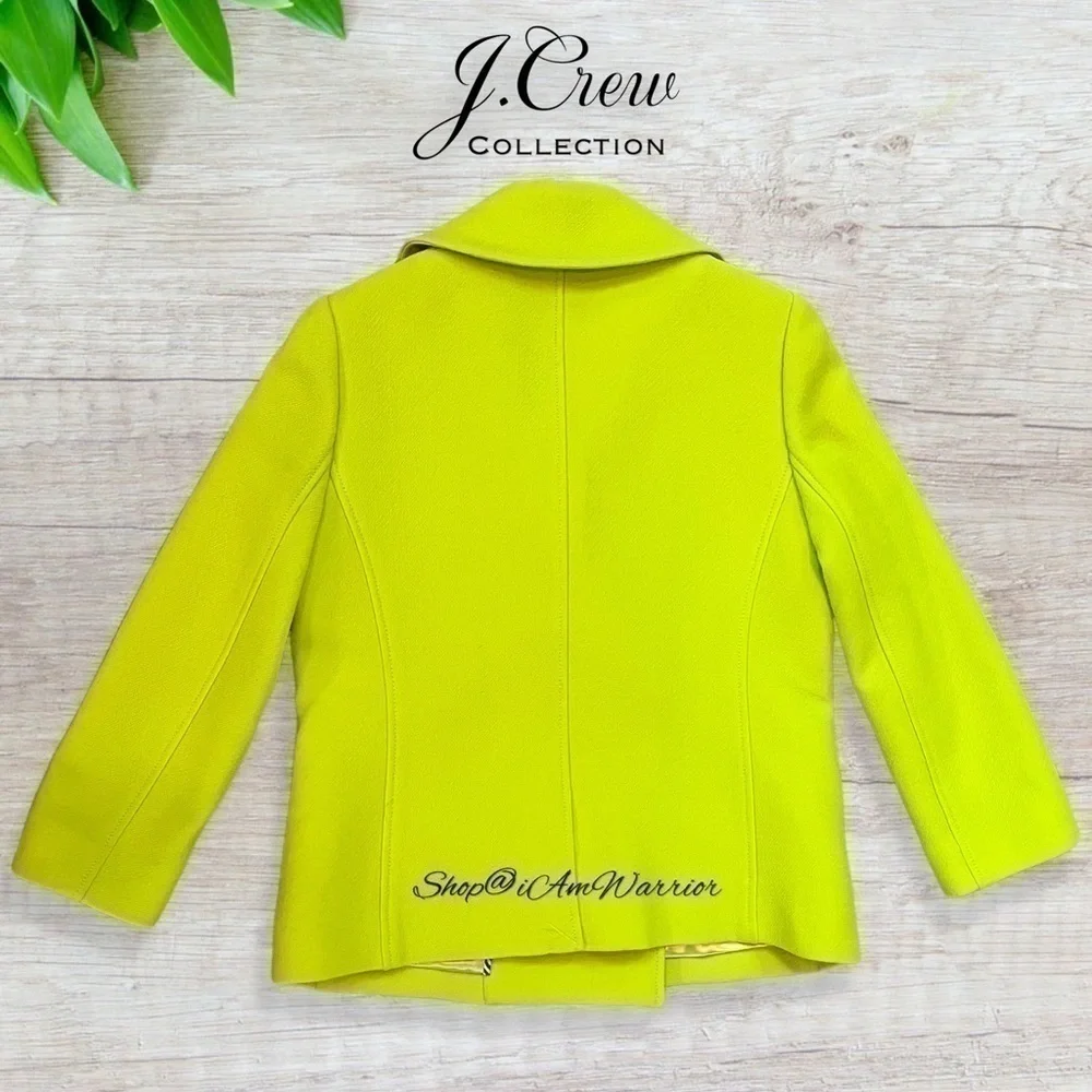 J.Crew Collection NWOT neon wool blend double breasted peacoat *shop@iamwarrior - Picture 7 of 15
